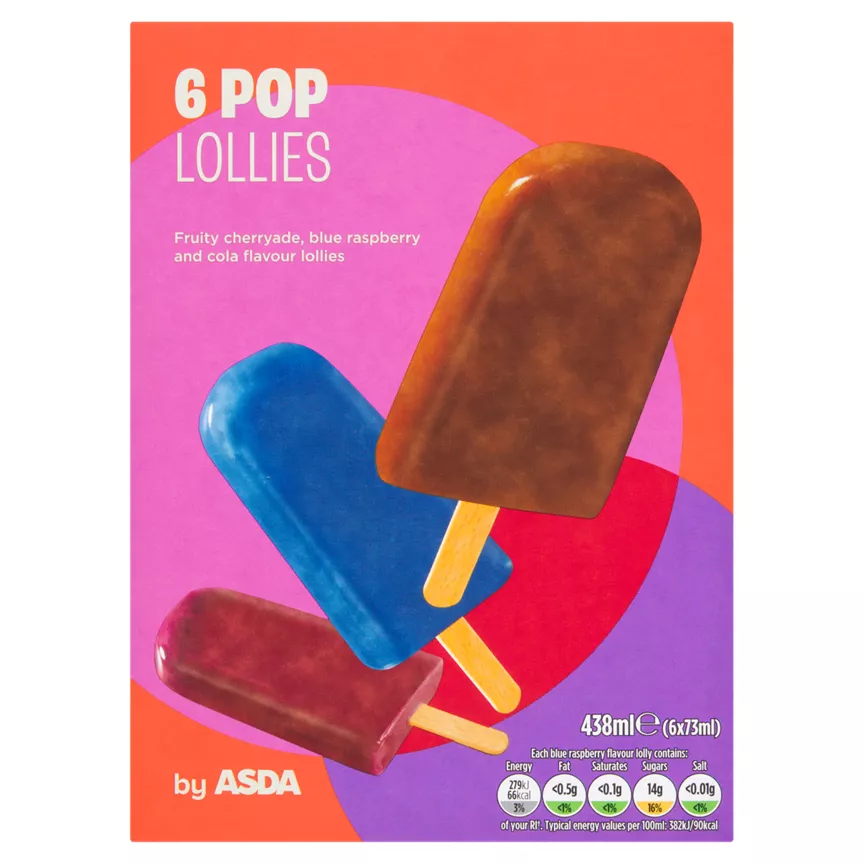ASDA Pop Lollies 6 x 73ml (438ml)