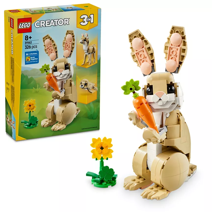 LEGO Creator 3in1 Cute Bunny Toy, Animal Figure Set 31162