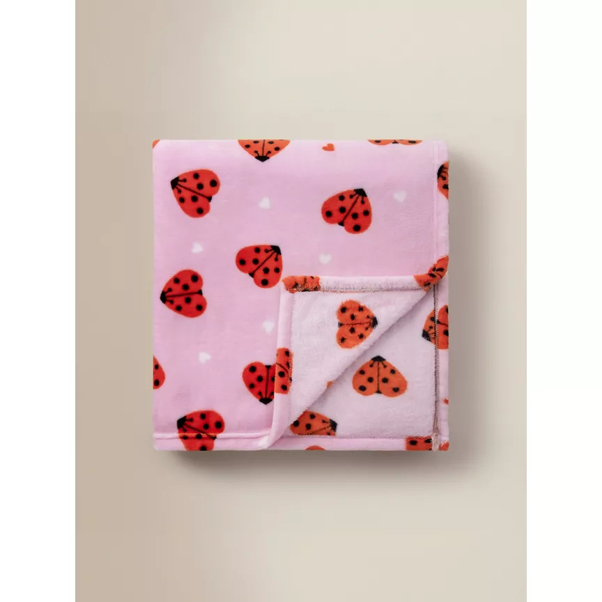 George Home Pink Love Bug Super-Soft Fleece Blanket - 120cm x 150cm