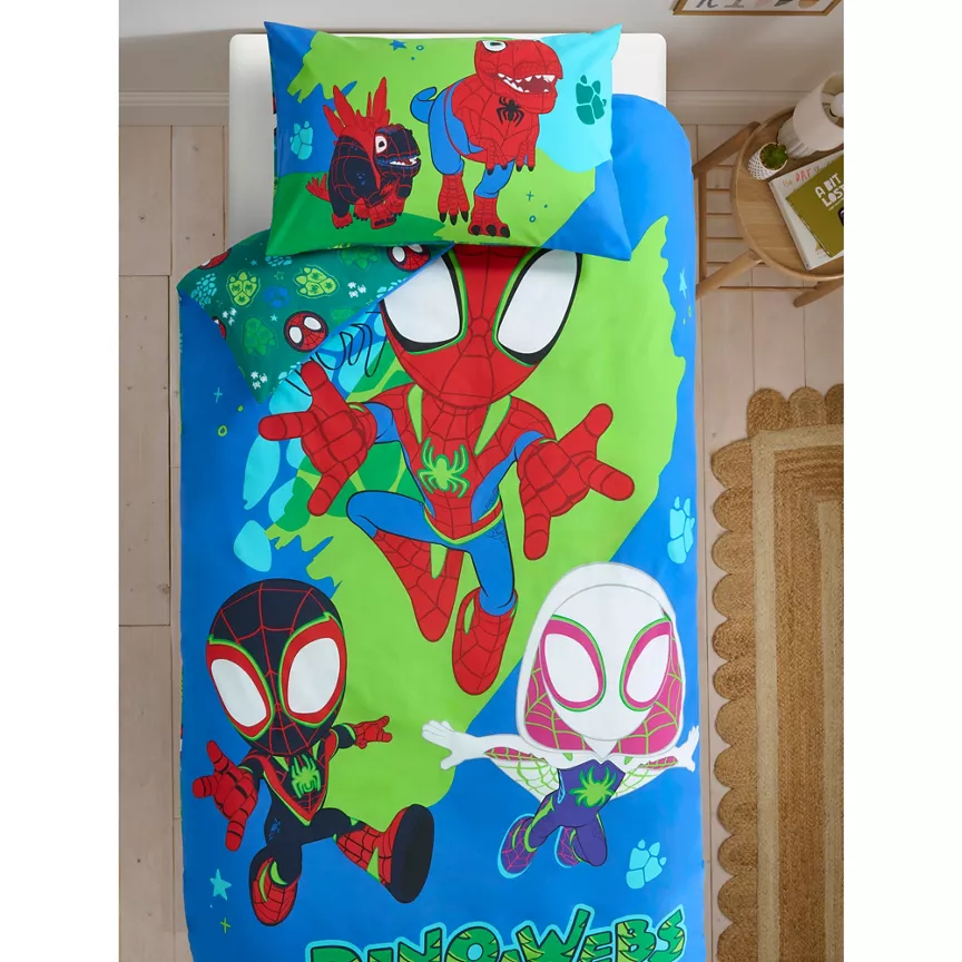 George Home Marvel Spidey & Friends Dinowebs Reversible Duvet Set Toddler