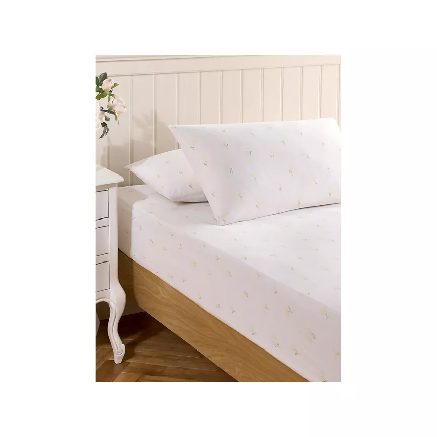 At Home with Stacey Solomon Cream Daisy 100% Cotton Fitted Sheet - King