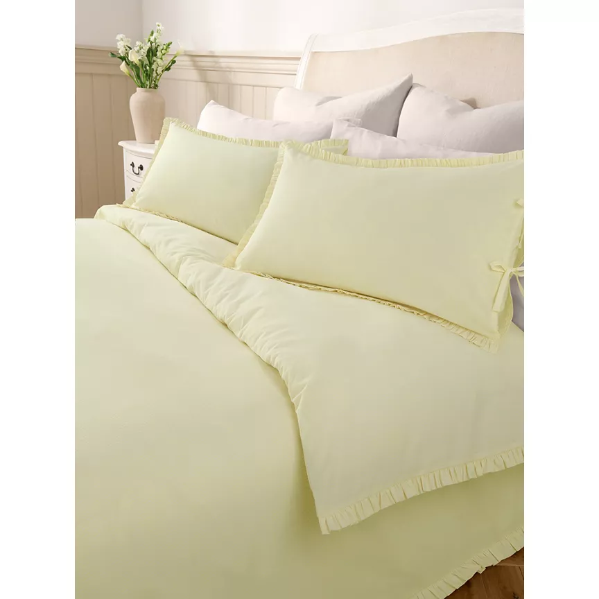 At Home with Stacey Solomon Yellow Stripe Ruffle Trim 100% Cotton Duvet Set - King