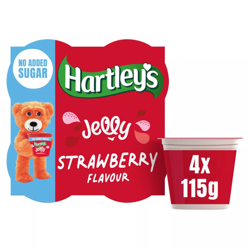 Hartley's No Added Sugar Strawberry Flavour Jelly 4 x 115g (460g) - Image 1