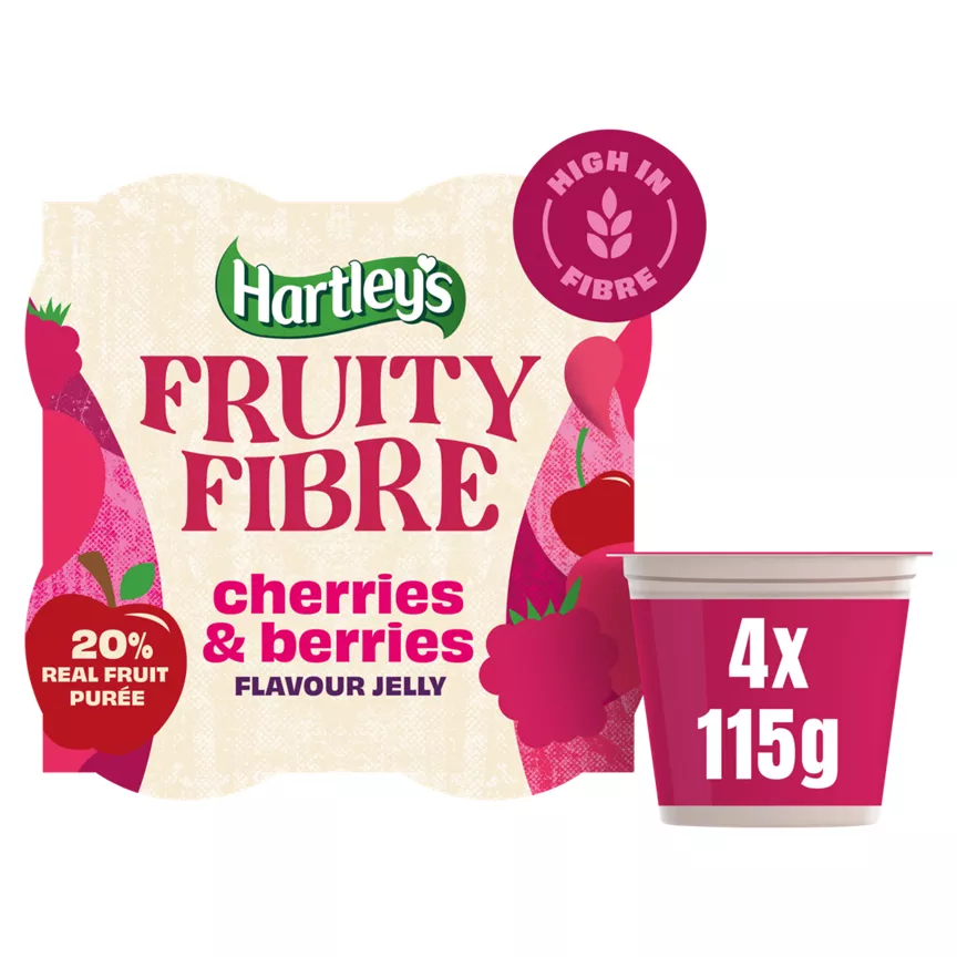 Hartley's Fruity Fibre Cherries & Berries Flavour Jelly Pots 4 x 115g (460g)