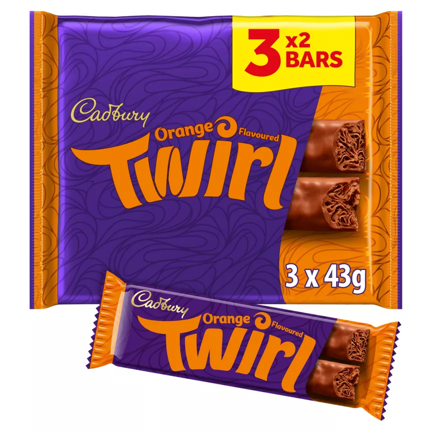 Cadbury Twirl Orange Flavoured Bars 3 x 43g (129g)