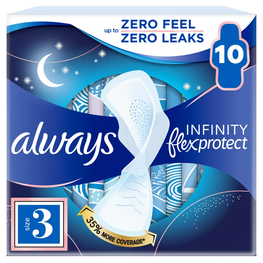 Always FlexProtect Sanitary Towels Night (Size 3) with Wings 10 Pads