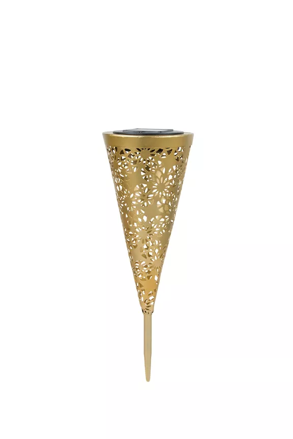 George Home Gold Metal Laser Cut Stake Light 11x11x31.5cm