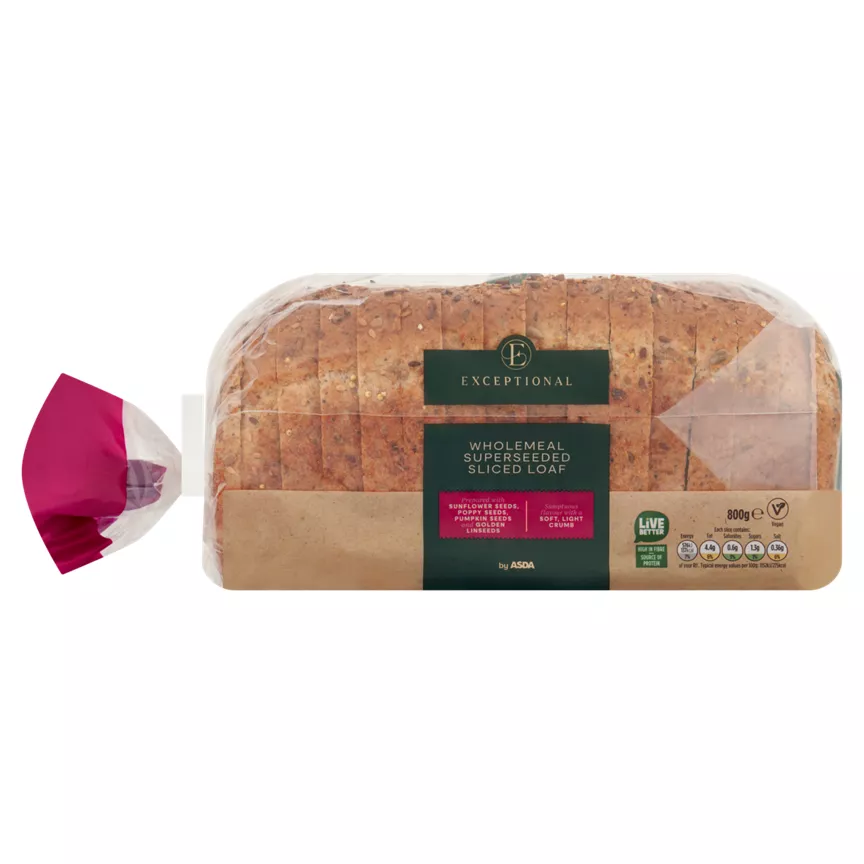 Exceptional by ASDA Wholemeal Superseeded Sliced Loaf 800g
