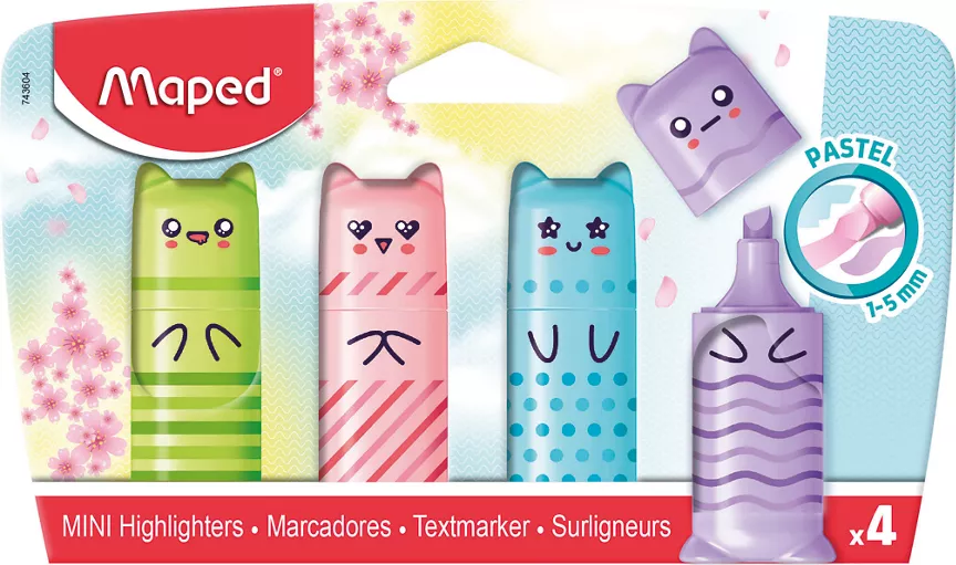 Maped Pastel Mini Highlighters 4 Pack