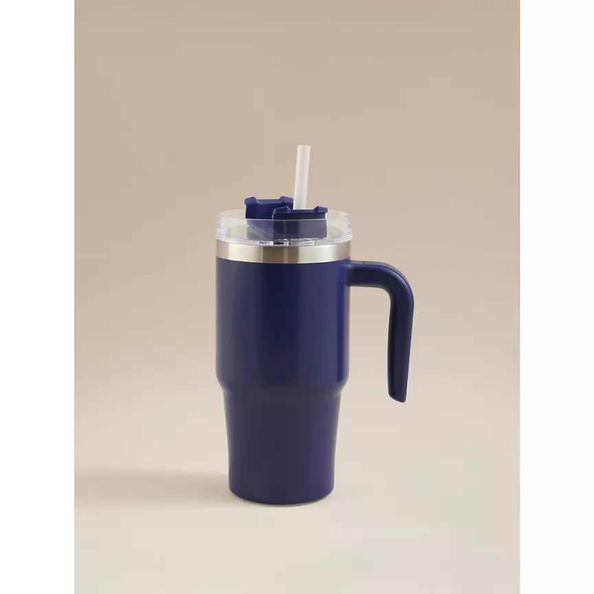 George Home Blue Metal Tumbler with Straw 568ml