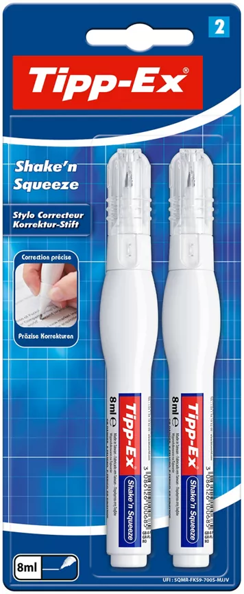 Bic Tipp-Ex 2 Shake'n Squeeze White Correction Pen 8ml
