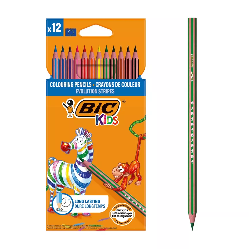 Bic Kids Kids Evolution Stripes Colouring Pencils 12pk