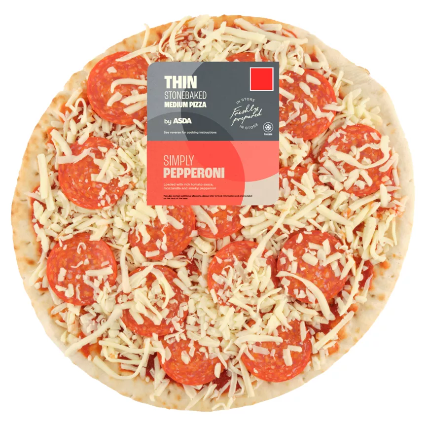 ASDA Simply Pepperoni Medium Thin Stonebaked Pizza 317g