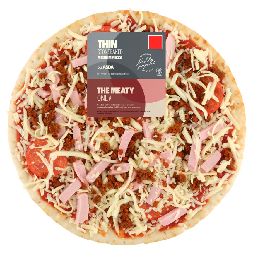 ASDA The Meaty One Medium Thin Stonebaked Pizza 358g