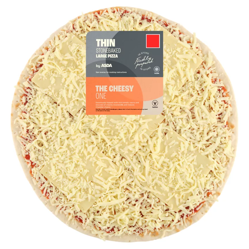 ASDA The Cheesy One Large Thin Stonebaked Pizza 606g