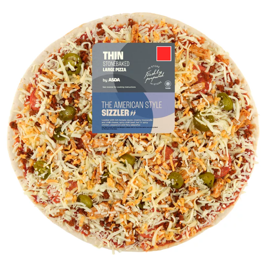 ASDA The American Style Sizzler Large Thin Stonebaked Pizza 730g