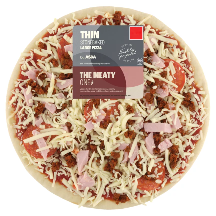 ASDA The Meaty One Large Thin Stonebaked Pizza 678g