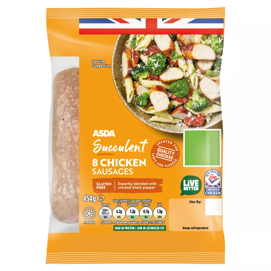 ASDA 8 Succulent Chicken Sausages 454g