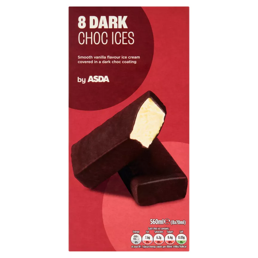 ASDA Dark Choc Ices 8 x 70ml (560ml)