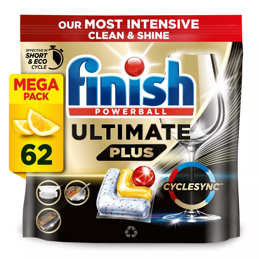 Finish Ultimate Plus Intensive Clean & Shine Dishwasher Tablets Lemon - 62 Tabs