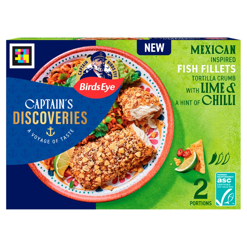 Birds Eye Captain's Discoveries 2 Tortilla Crumb Mexican Inspired Fish Fillets 220g