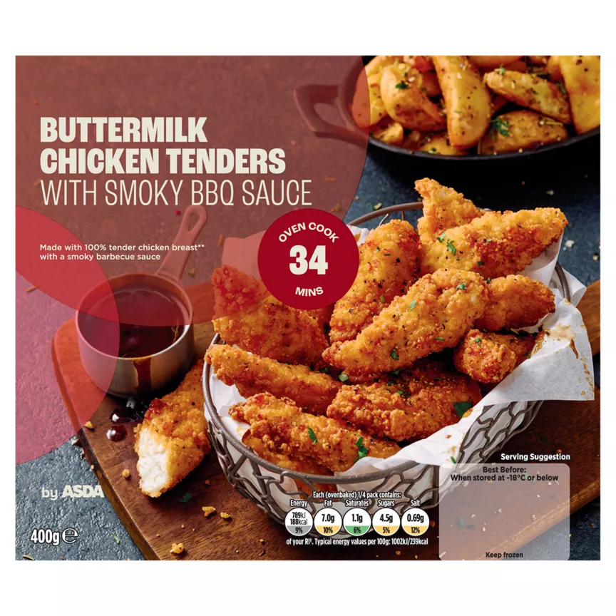 ASDA Buttermilk Chicken Tenders with Smoky BBQ Sauce 400g