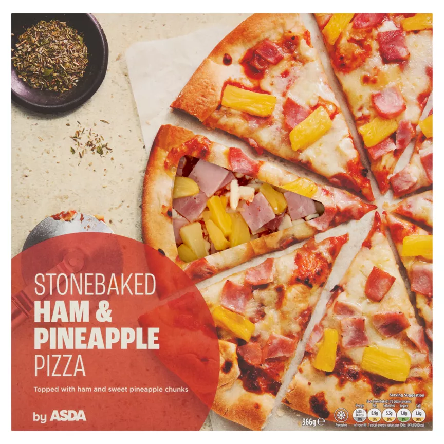 ASDA Stonebaked Ham & Pineapple Pizza 366g