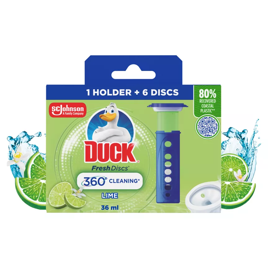 Duck Toilet Fresh Disc Toilet Cleaner Holder  Refill Lime 36ml
