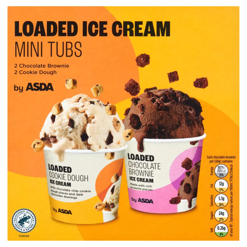 ASDA Loaded Ice Cream Mini Tubs 4 x 110ml (440ml)