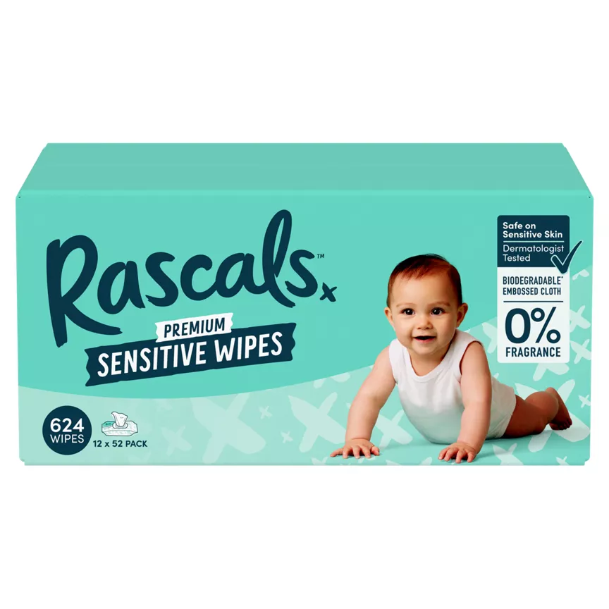 Rascals Premium Sensitive 624 Wipes