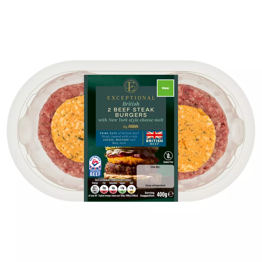 Exceptional by ASDA British 2 BEEF STEAK BURGERS 400g
