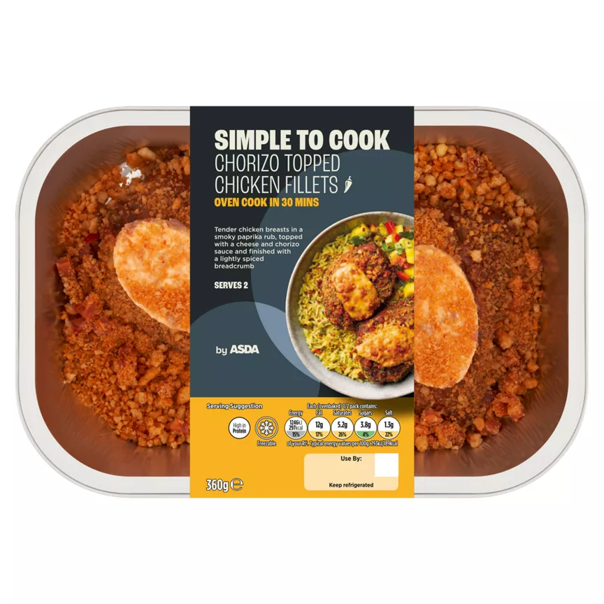 ASDA Simple to Cook Chorizo Topped Chicken Fillets 360g