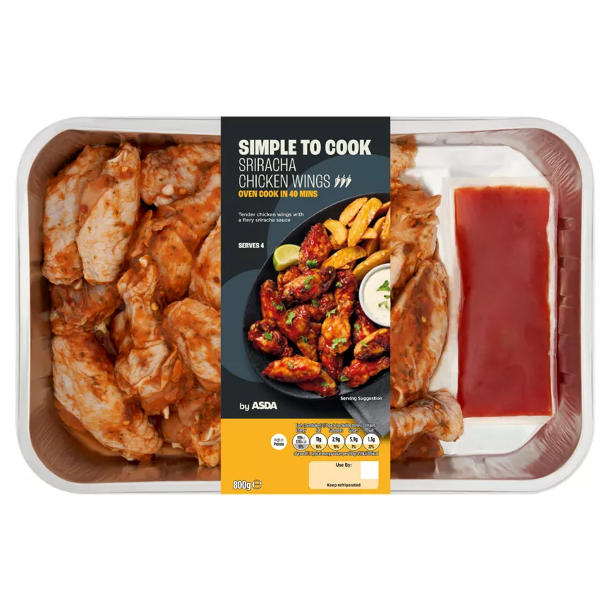 ASDA Simple to Cook Sriracha Chicken Wings 800g
