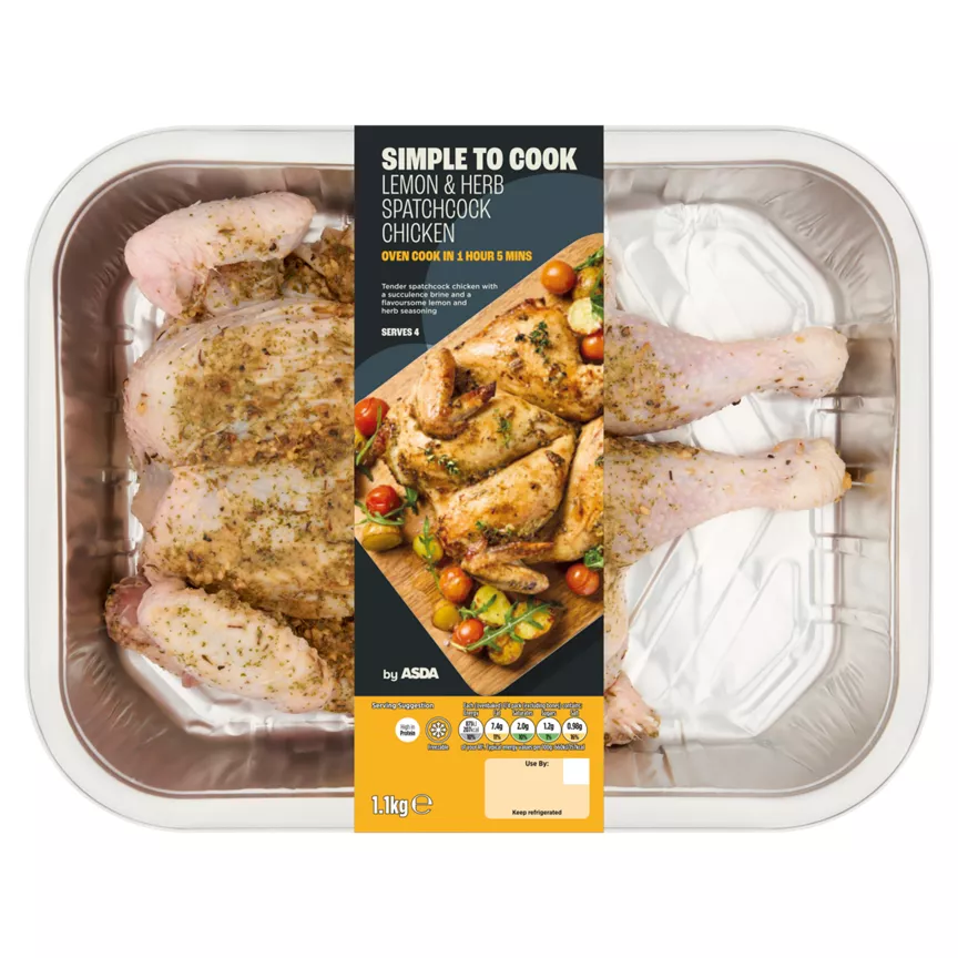 ASDA Simple to Cook Lemon & Herb Spatchcock Chicken 1.1kg