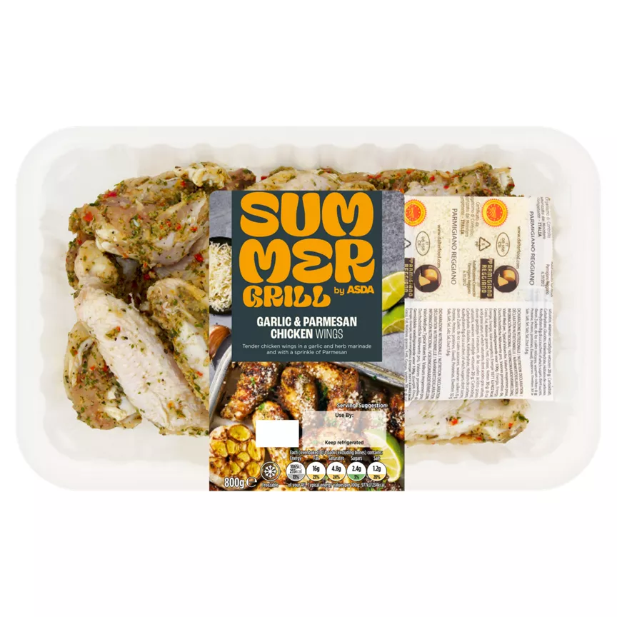 SUMMER GRILL by ASDA Garlic & Parmesan Chicken Wings 800g