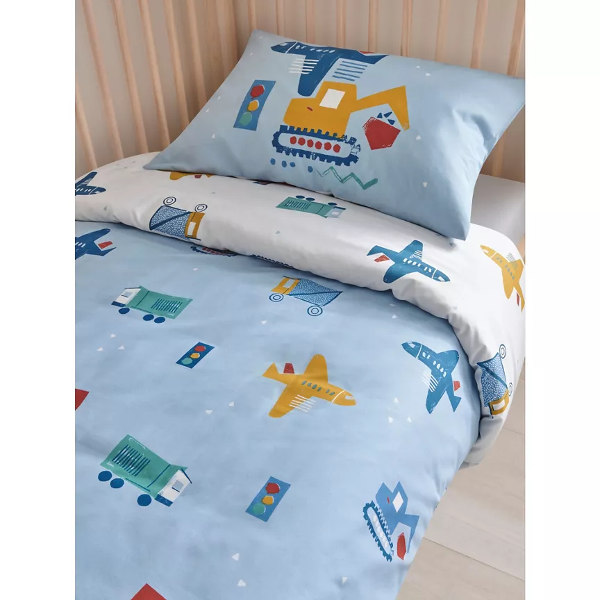 George Home Construction Print Reversible Toddler Duvet Set