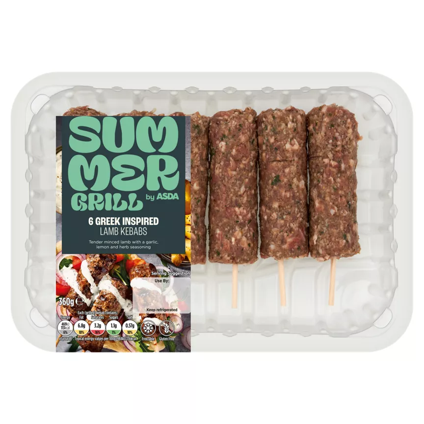 SUMMER GRILL by ASDA 6 Greek Inspired Lamb Kebabs 360g