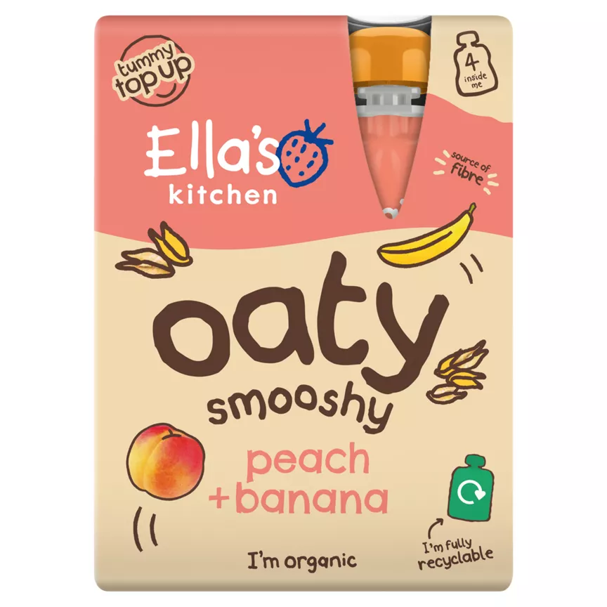 Ella's Kitchen Peach + Banana Oaty Smooshy 4 x 90g (360g)