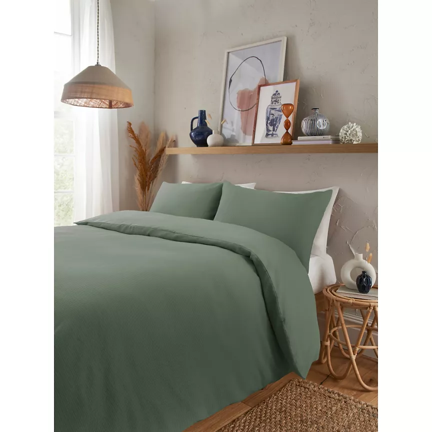 George Home Waffle Texture Duvet Set - King