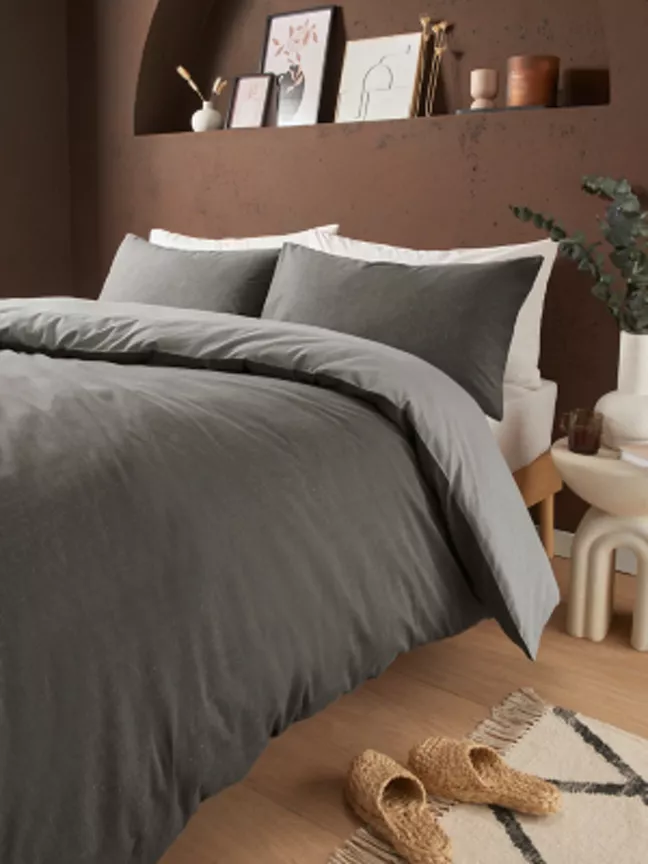 George Home Black Reversible Textured Duvet Set - Single
