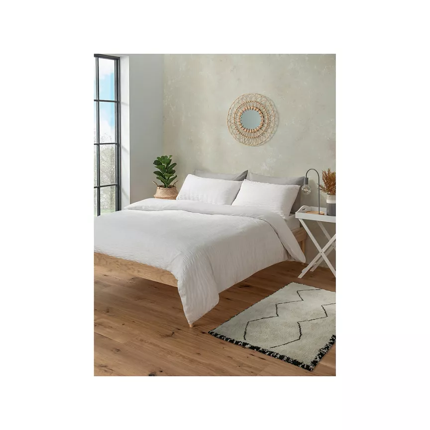 George Home White Seersucker Duvet Set - Double