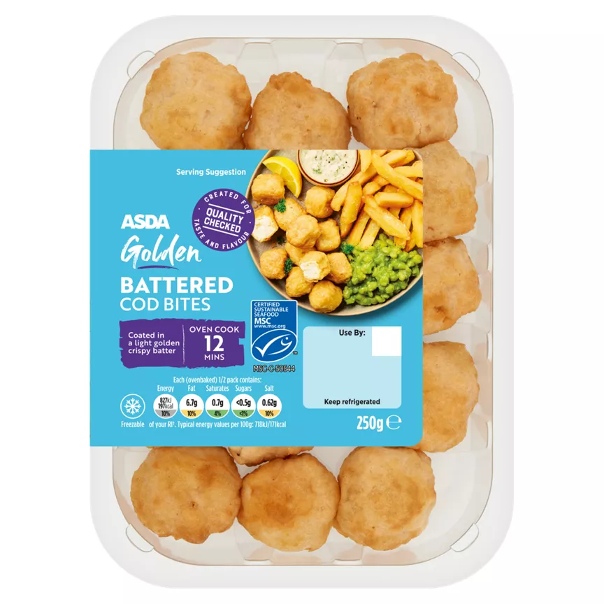 ASDA Golden Battered Cod Bites 250g
