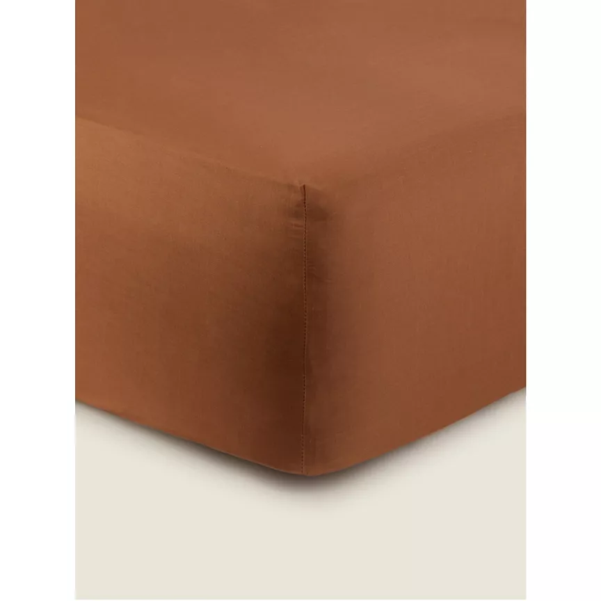 George Home Brown Plain Fitted Sheet Double