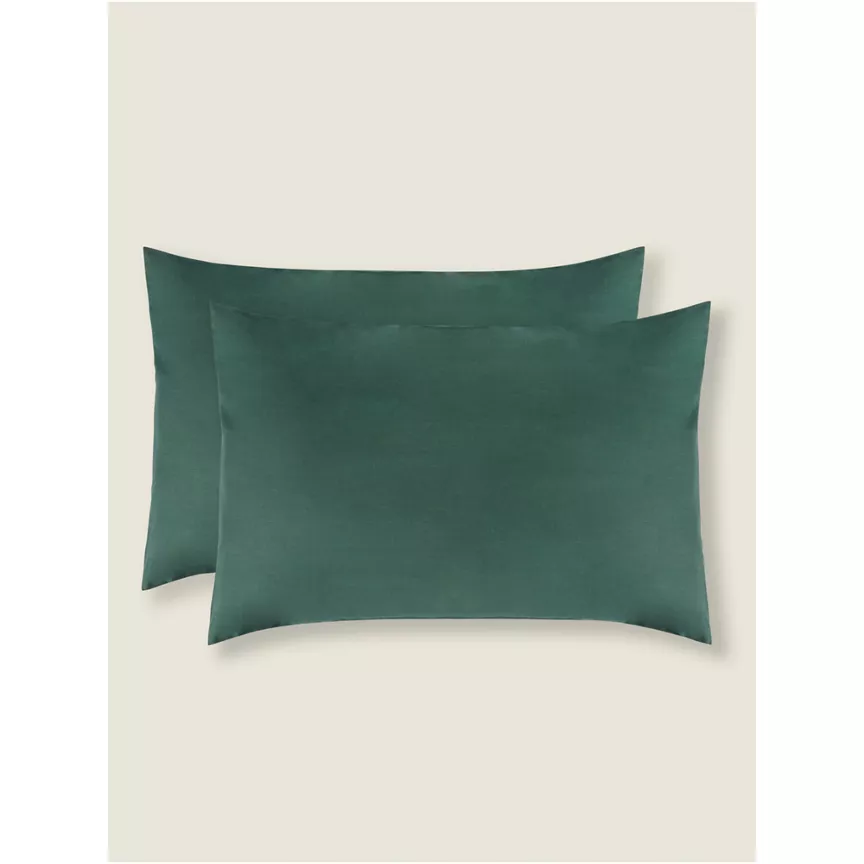 George Home Forest Green Plain Pillowcase Pair -