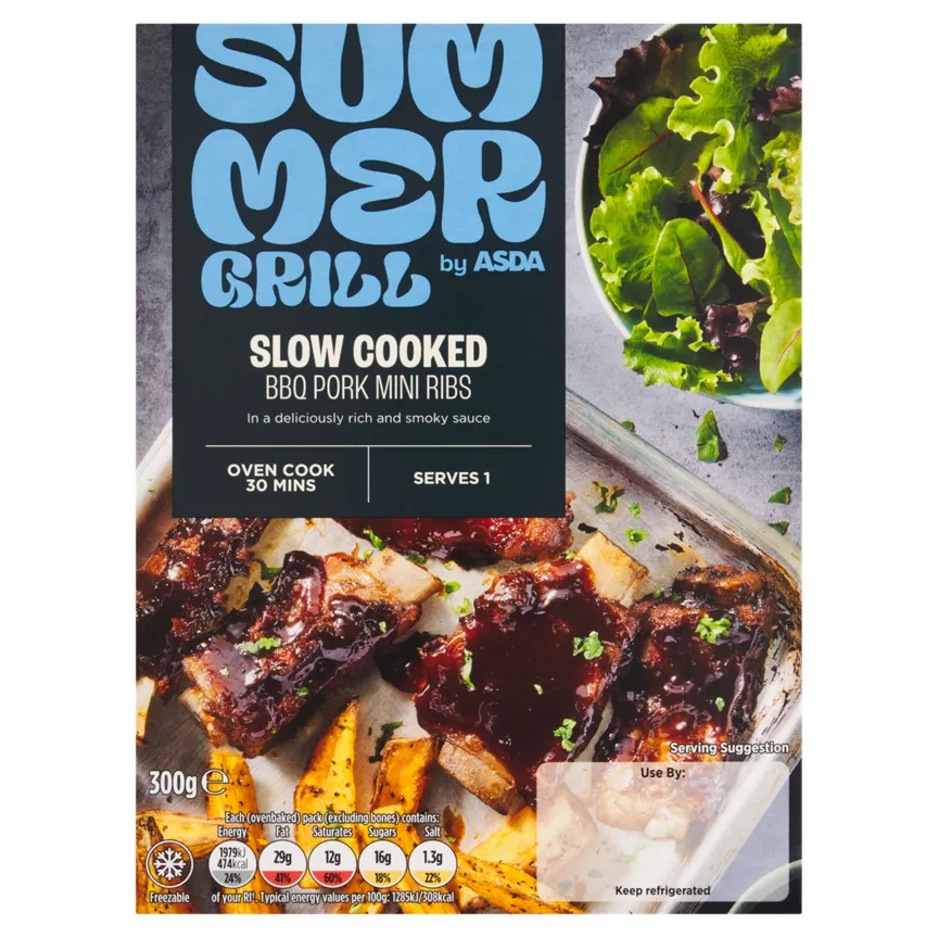 SUMMER GRILL by ASDA Slow Cooked BBQ Pork Mini Ribs 300g