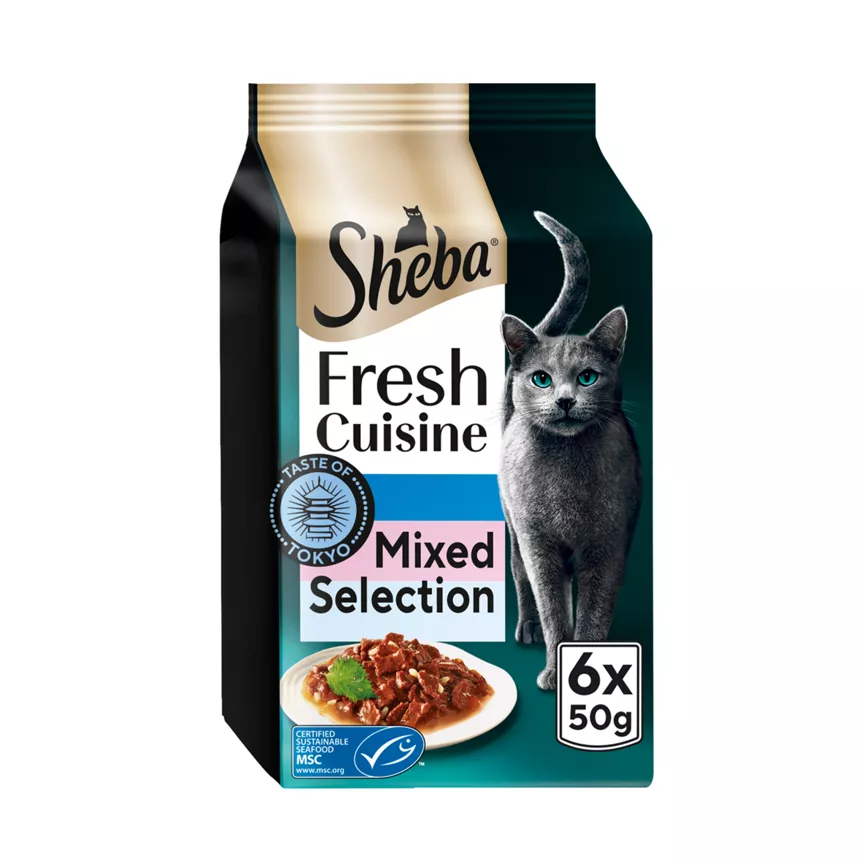 Sheba Fresh Cuisine Taste of Tokyo Wet Cat Food Fish in Gravy 6x50g Pouch