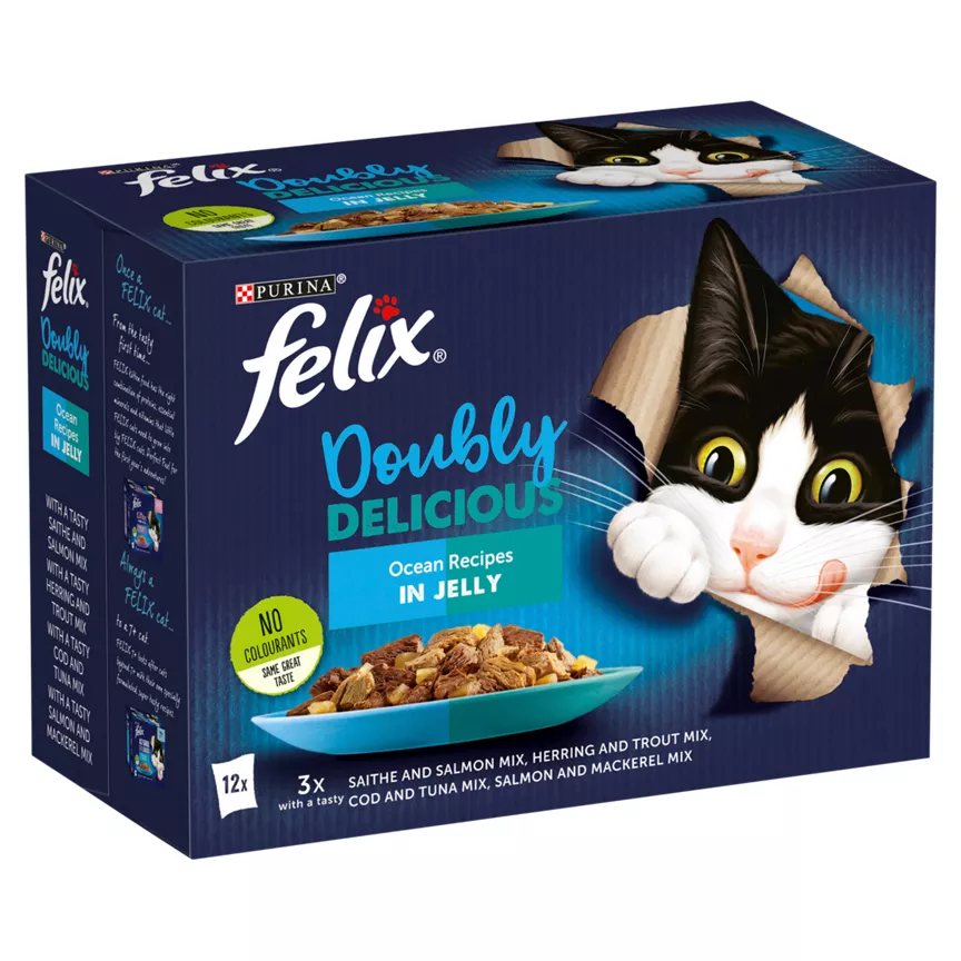 Felix Doubly Delicious Ocean Recipes in Jelly Wet Cat Food 12x85g
