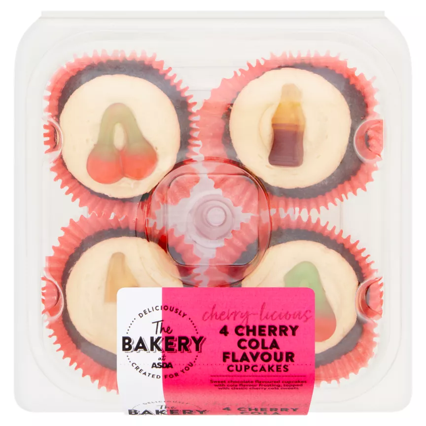 The BAKERY at ASDA 4 Cherry Cola Flavour Cupcakes