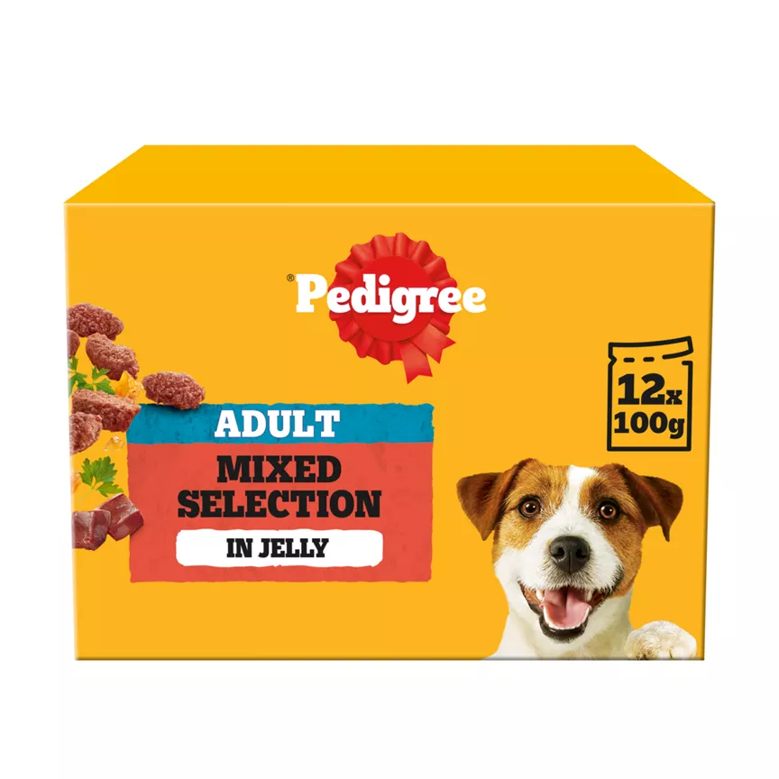Pedigree Adult Wet Dog Food Mixed Selection in Jelly 12 x 100g Pouch