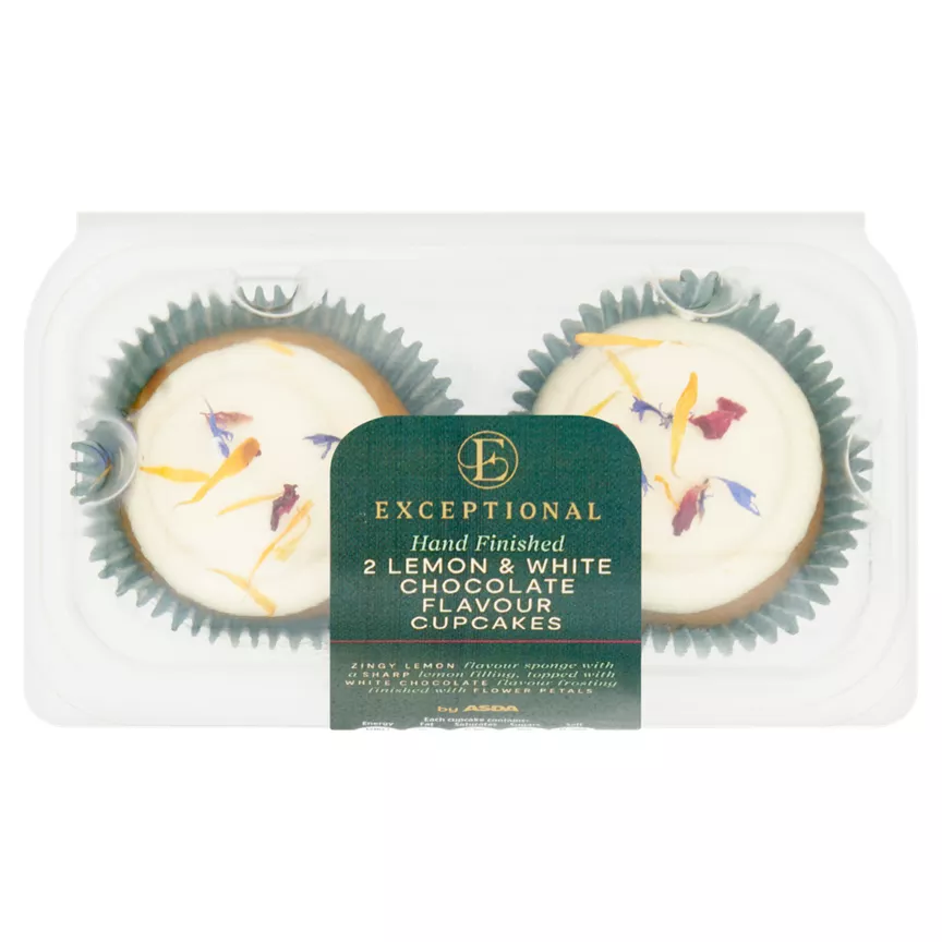 Exceptional by ASDA 2 Lemon & White Chocolate Flavour Cupcakes